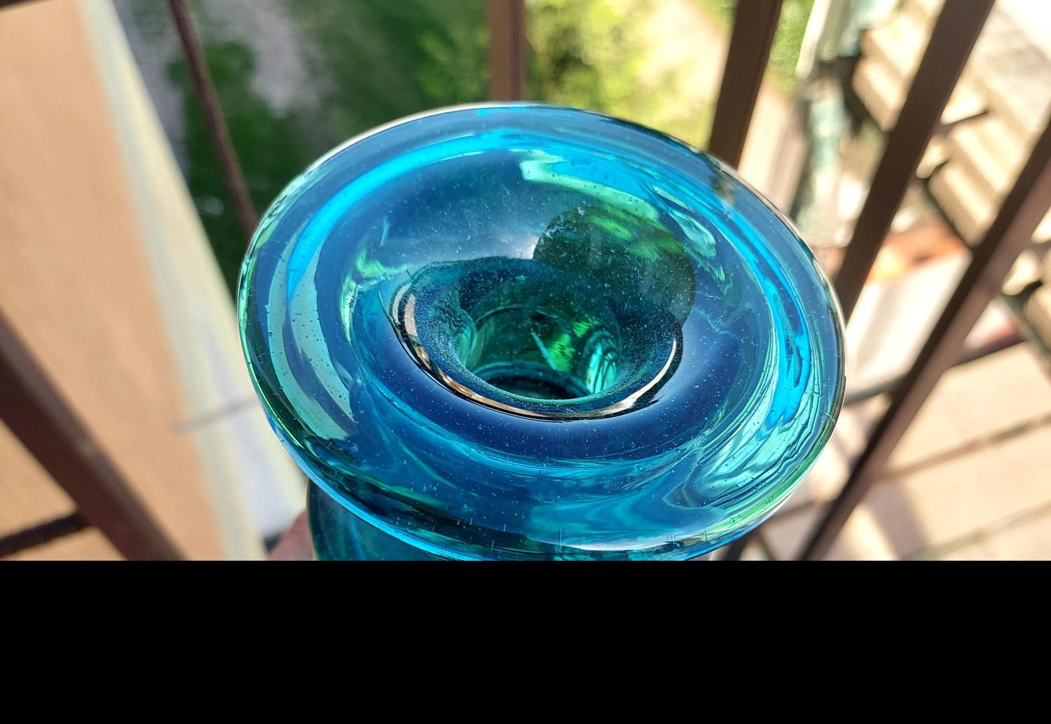 Wazon butla lata 60te Ichendorfer Glassworks antico piękny niebieski k