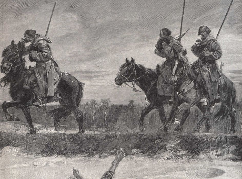 Wojciech Kossak: Wiosna 1813 Wojny napoleońskie Duży drzeworyt 1902 r.