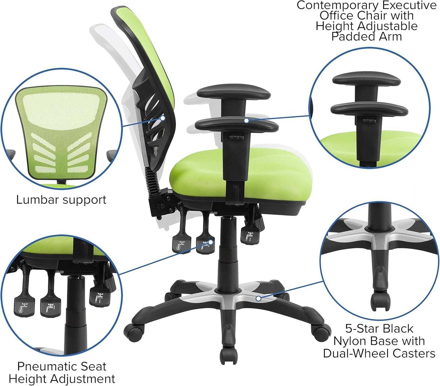 Fotel biurowy ergonomiczny metalowy zielony regulowany krzesło nowy