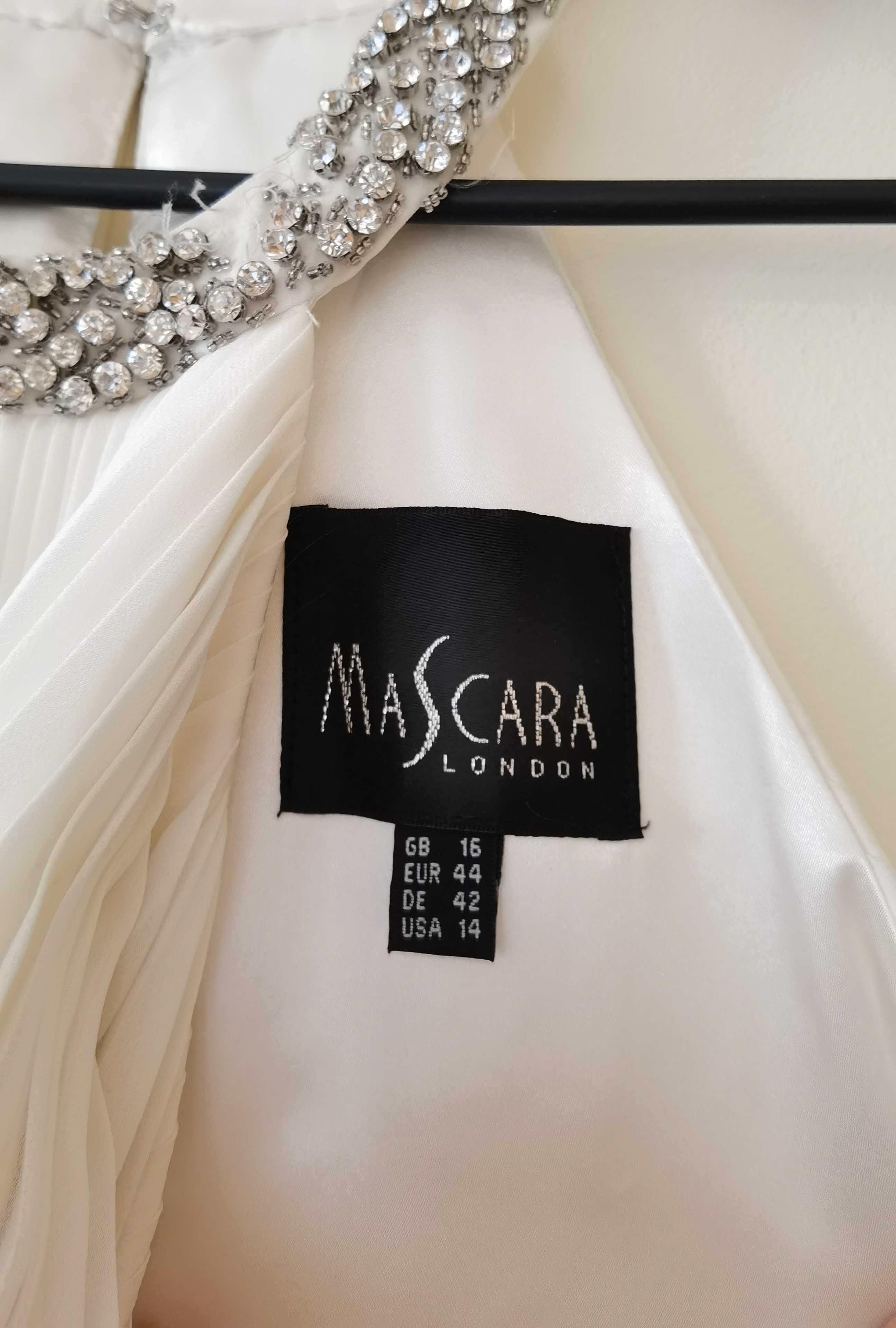 Biała elegancka sukienka midi Mascara 42 44 suknia ślubna na poprawiny