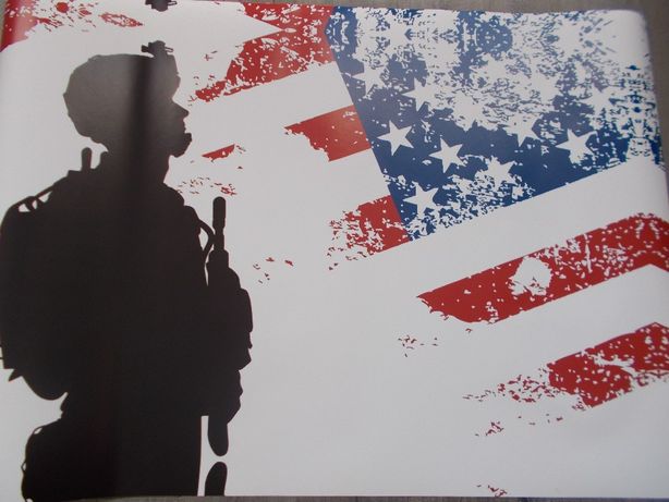 Plakat amerykański żołnierz na tle flagi 132/92