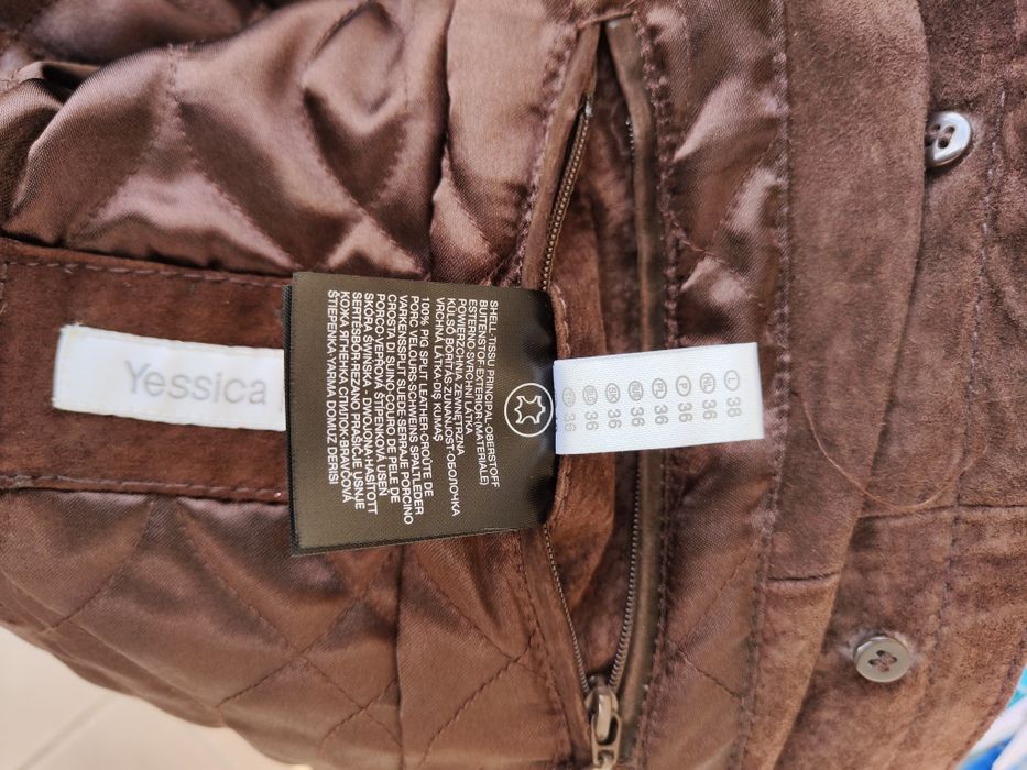 Kurtka skórzana, zamszowa, ocieplana