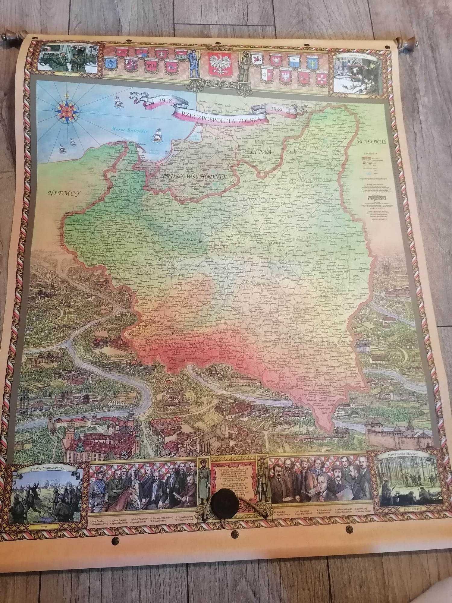 Mapa II RP od 1918 rok do 1939 roku