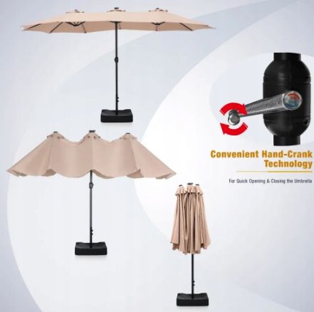 Parasol Duży kremowy na taras patio SEKEY 220 x 400