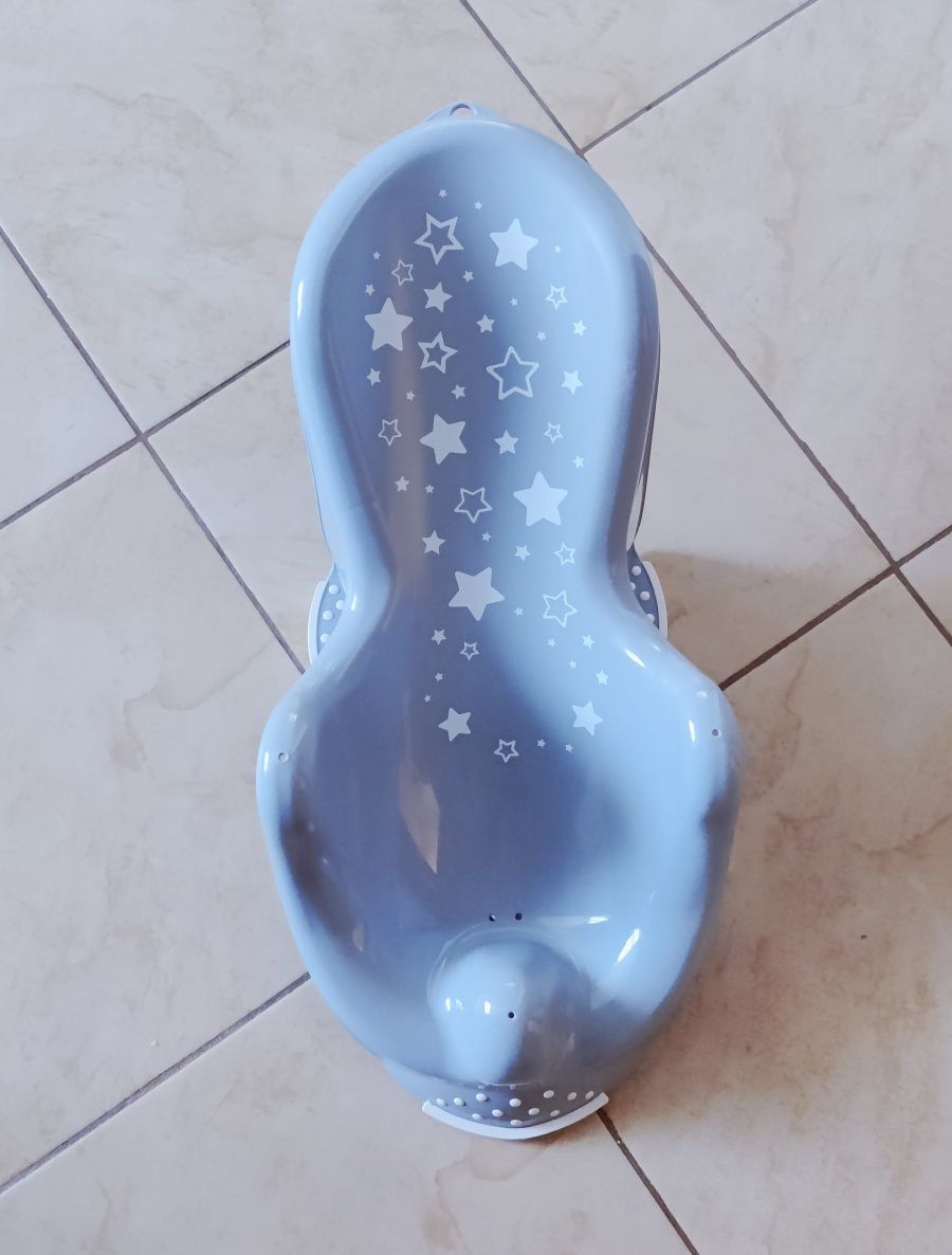 Fotelik leżaczek do kąpieli szary dla niemowląt foczka gwiazdki nowy
