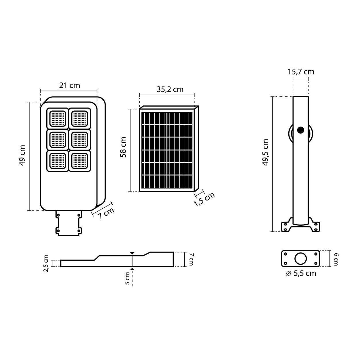 Lampa Solarna Uliczna LED 800W 6500K LATARNIA z Uchwytem i Pilotem