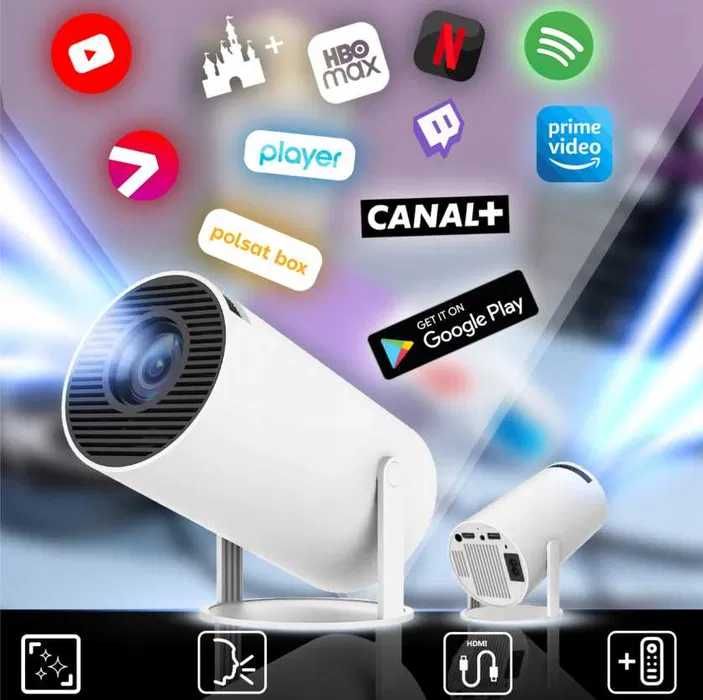 Projektor Przenośny Smart 4K WiFi Android z Głośnikiem BT 5.0 Nowy