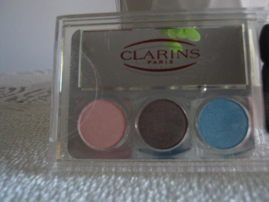 Clarins cienie paleta nude brąz turkus lusterko aplikator tanio okazja