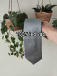 Męski jedwabny krawat 100% silk, szary, srebrny, prążkowany, nowy Dres