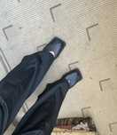 Czarne modne wsuwane damskie buty mokasyny kwadratowy nosek 39