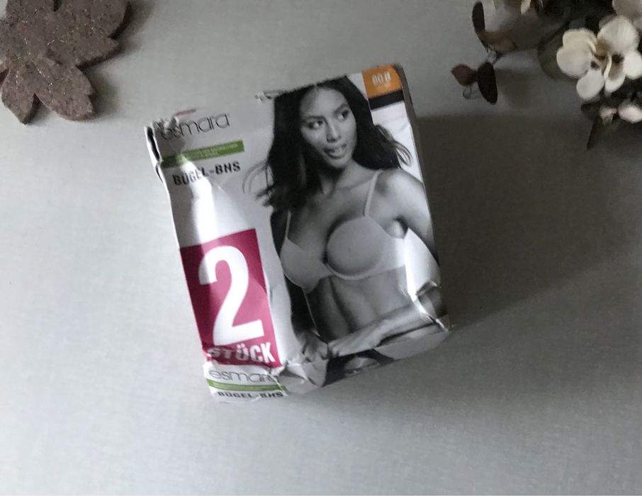 Эсмара! Женский   бюстгальтер черный, белый хлопок, Германия,80 B