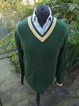 Limon company zielony męski sweter v-neck krykiet warkocze bawełna XXL