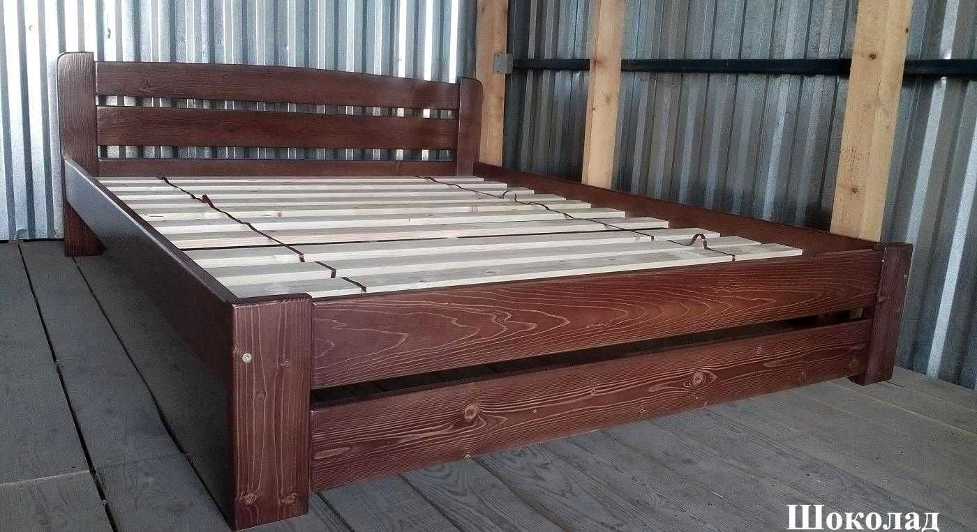 Ліжко Ровена з масиву дерева сосна посилений каркас і ламелі