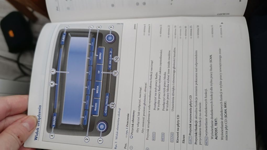 Radio  Volkswagen oryginał RCD 310 niebieski wyświetlacz