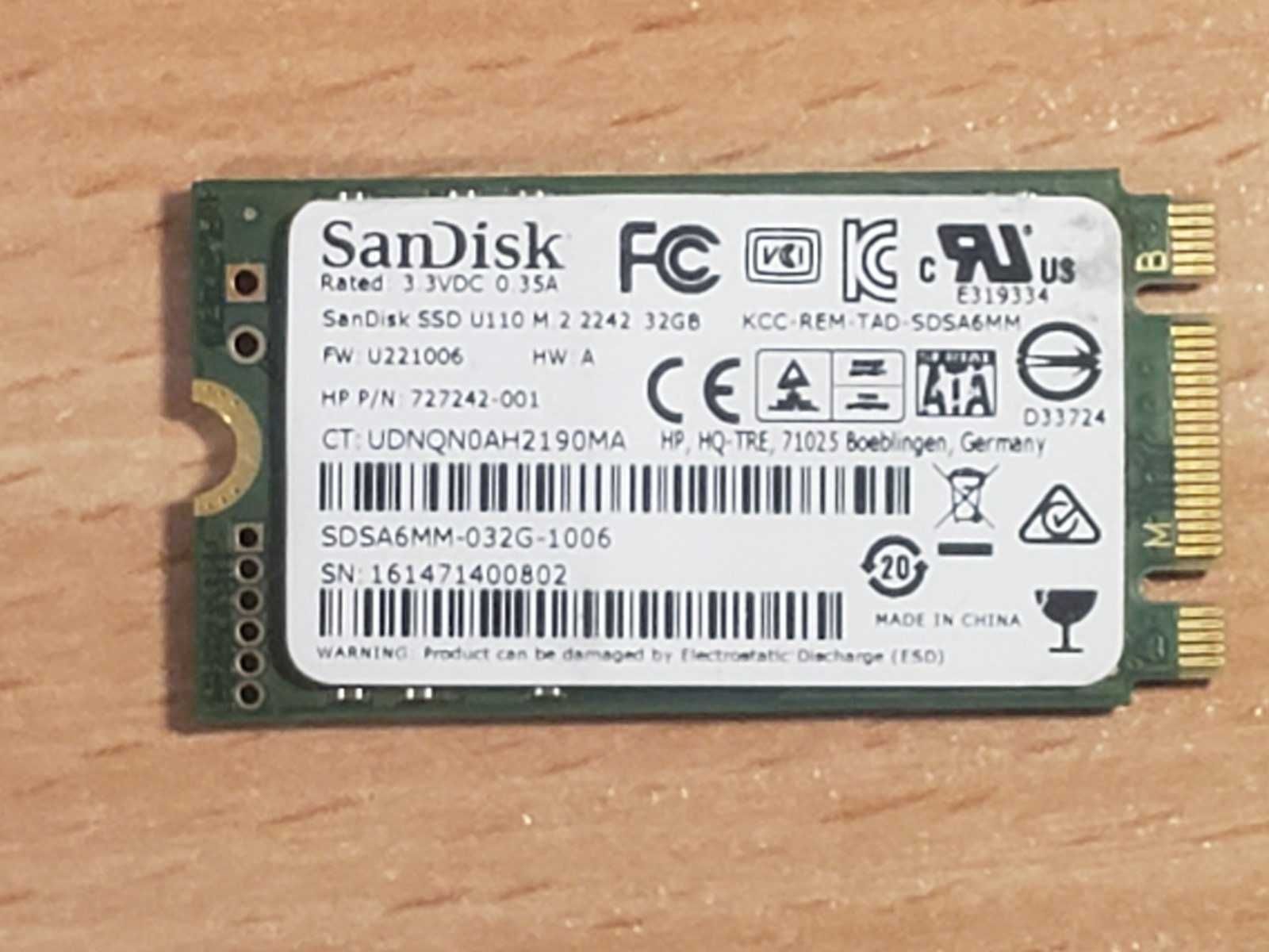 SSD 32gb SanDisk U110. 2242 m.2 sata mlc. хорошее состояние.