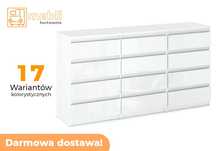 Nowoczesna Komoda 12 Szuflad 180cm Biała Połysk Duża Darmowa Dostawa