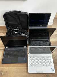 4 laptopy Sony Samsung HP futerał zasilacz