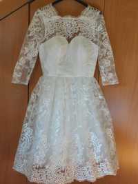 Suknia ślubna biała midi r.38"Chi Chi London "Nowa.