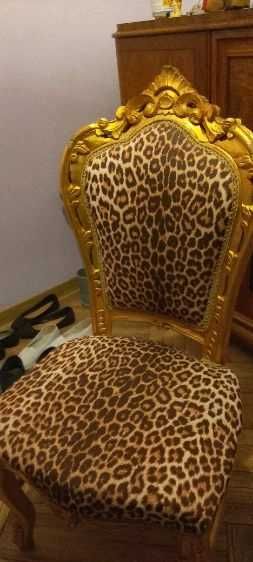 Krzesło glamour tron dla dziewczyny złoto panterka bardzo efektowne.
