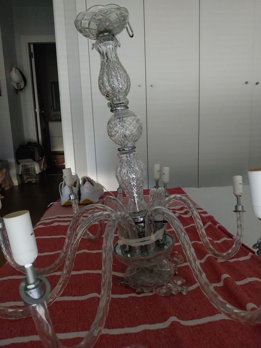 Lustre em vidro com 9 lumes para restauro