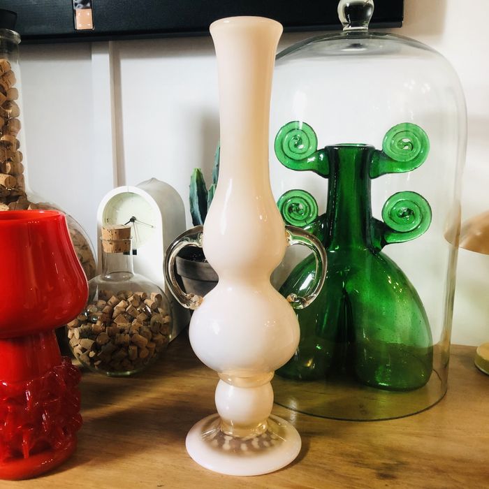 Wazon Krakowski Instytut Szkła lata 70-te prl Słuczan Jakubas Pasek