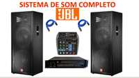 SISTEMA SOM COLECTIVIDADES - 2 Tops Duplos 1.000W/ Amplificador/Mixer