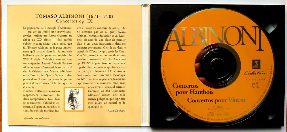 Tomaso Albinoni Concertos Pour Hautbois Concertos Pour Violon 1995r