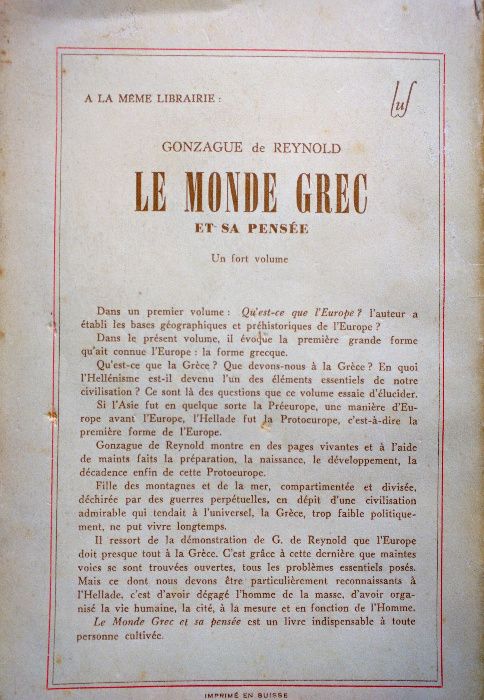 L'Hellénisme et Le Génie Européen - La Formation de LÉurope