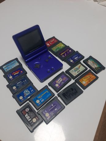 Gameboy Advance SP niebieski Blue 16 gier