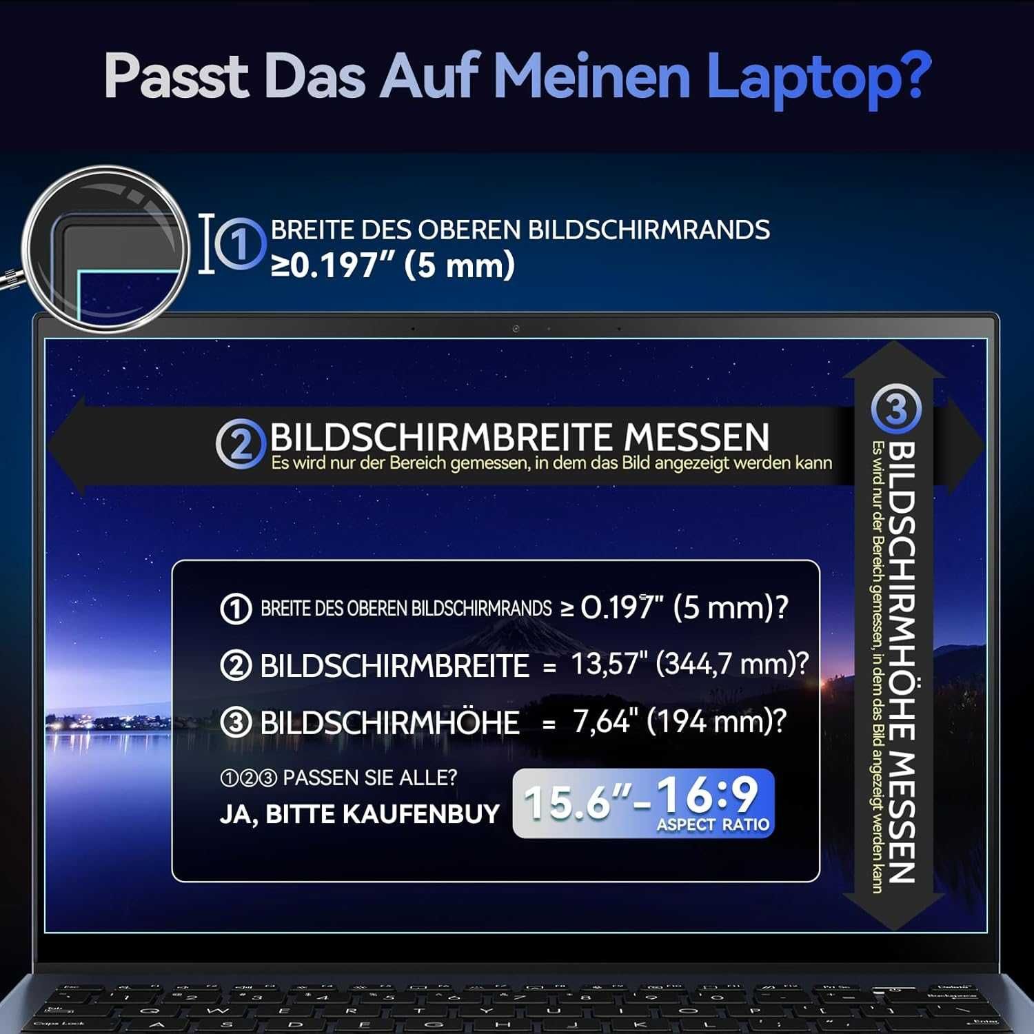 Magnetyczna ochrona przed wzrokiem na laptopa o przekątnej ekranu15,6"