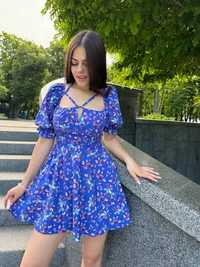 Літня легка сукня електрик міні/Платье летнее мини/Розмір S,M