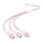 Kabel Vention 3w1 1.5m USB-C Micro USB Lightning Różowy