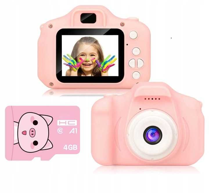APARAT CYFROWY dla Dzieci Fotograficzny Kamera Różowy + Karta 4GB