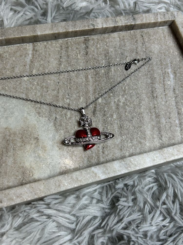 Vivienne Westwood Red Heart Saturn Necklace кулон підвіска