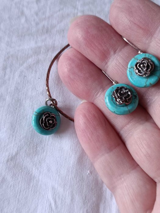 Серебро и бирюза. Серьги и ожерелье. Винтаж. Европа