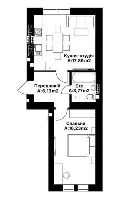 Простора однокімнатна квартира з раціональним плануванням