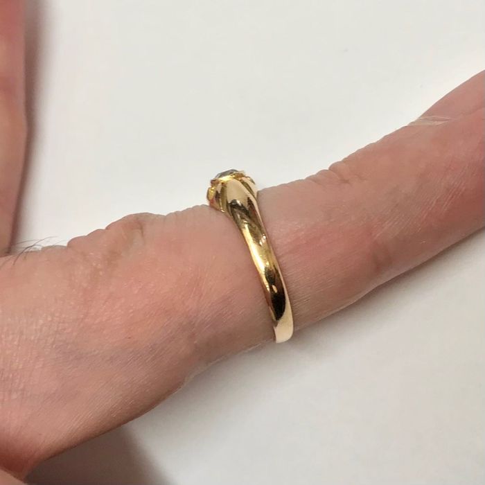 Złoty PIERŚCIONEK 750 18K z DIAMENTEM w starym szlifie 0.35ct ANTYK