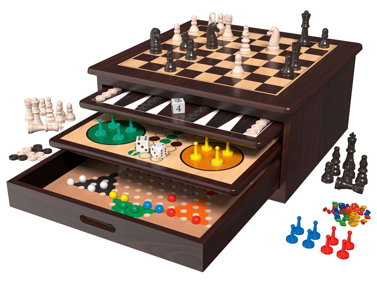 Новый. Набор настольных игр 10в1 PlayTive нарды шашки шахматы пасьянс