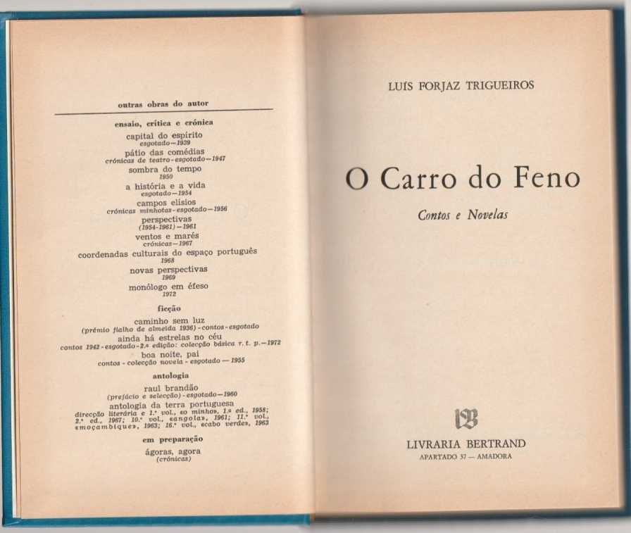 O carro do feno – Contos e novelas-Luís Forjaz Trigueiros