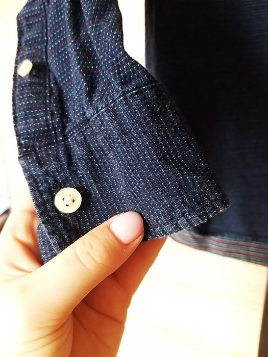 Granatowa koszula H&M vintage retro kropki S 36 casual basic biała hit