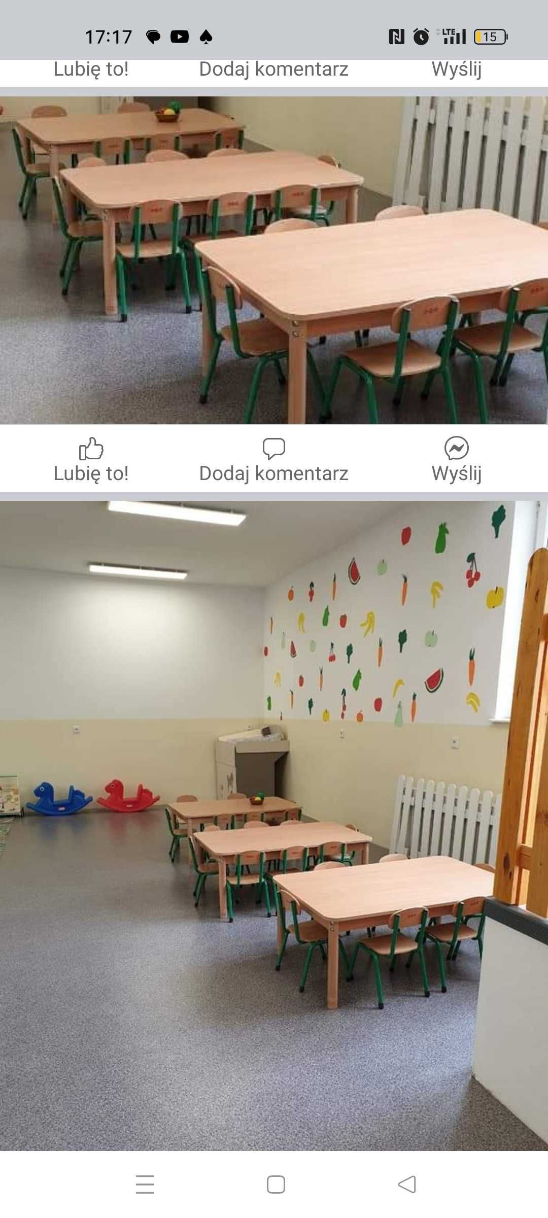 Stoły i krzesełka do żłobka lub przedszkola.