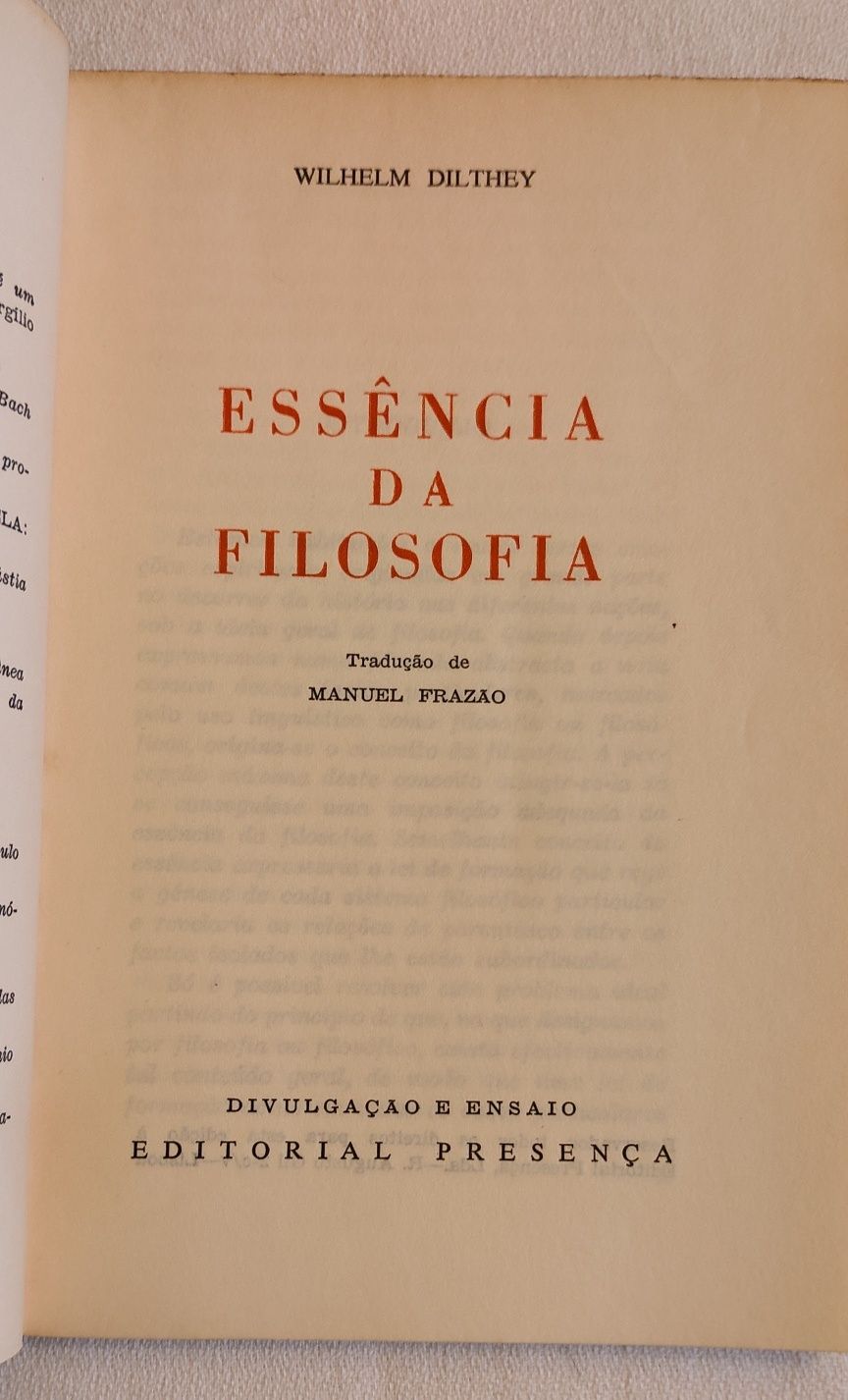 A essência da Filosofia , Wilhelm Dilthey