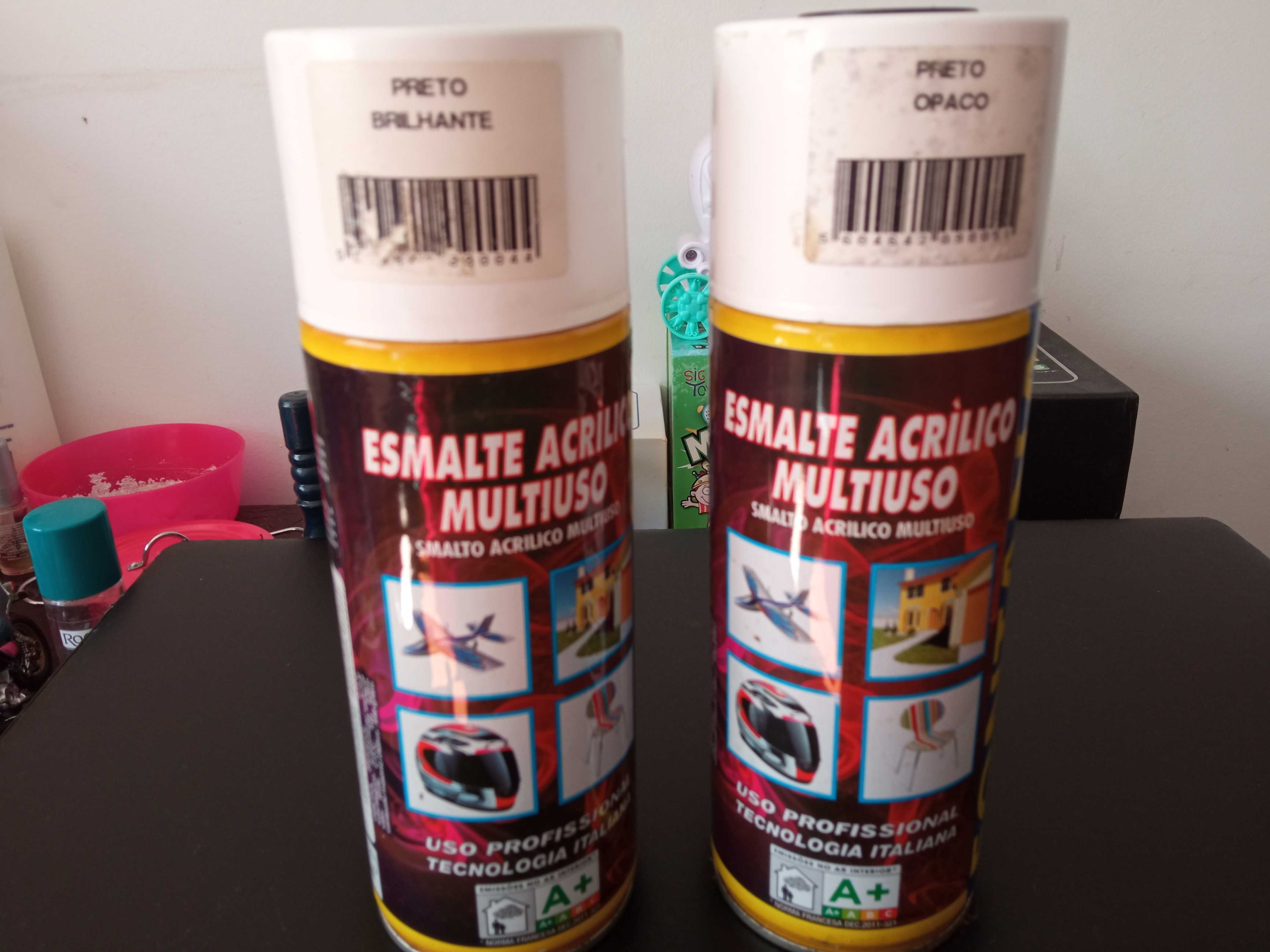 2 Latas de Spray de Esmalte Acrílico - Preto Brilhante e Opaco,Fontana