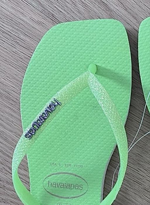 NOVAS Havaianas com brilho neon chinelos com glitter 37-38