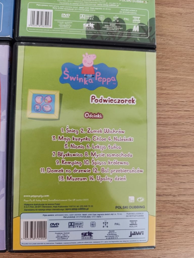 Zestaw płyt Dvd z bajka Świnka Peppa 4 szt.