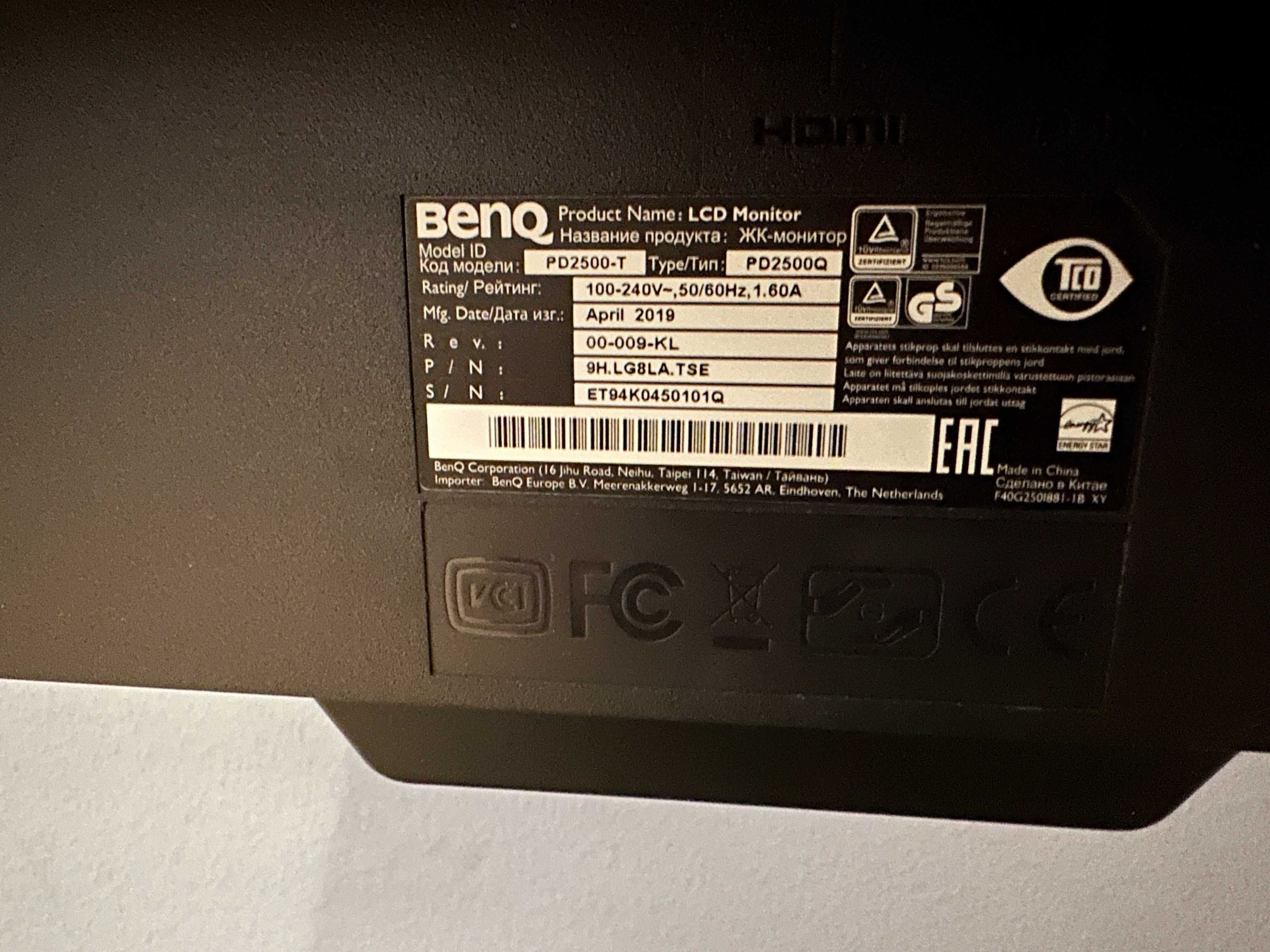 Професійний монітор Benq PD2500Q 25” QHD IPS для дизайну, sRGB