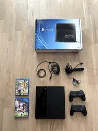 Playstation 4 (500GB) + dwa pady + kamerka + okablowanie + Fifa 16+17