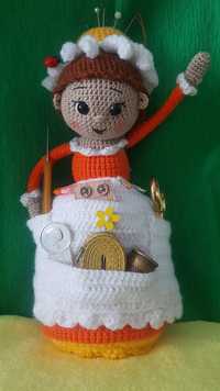 лялька Голківниця в'язана булавочниця шкатулка кукла игольница органай