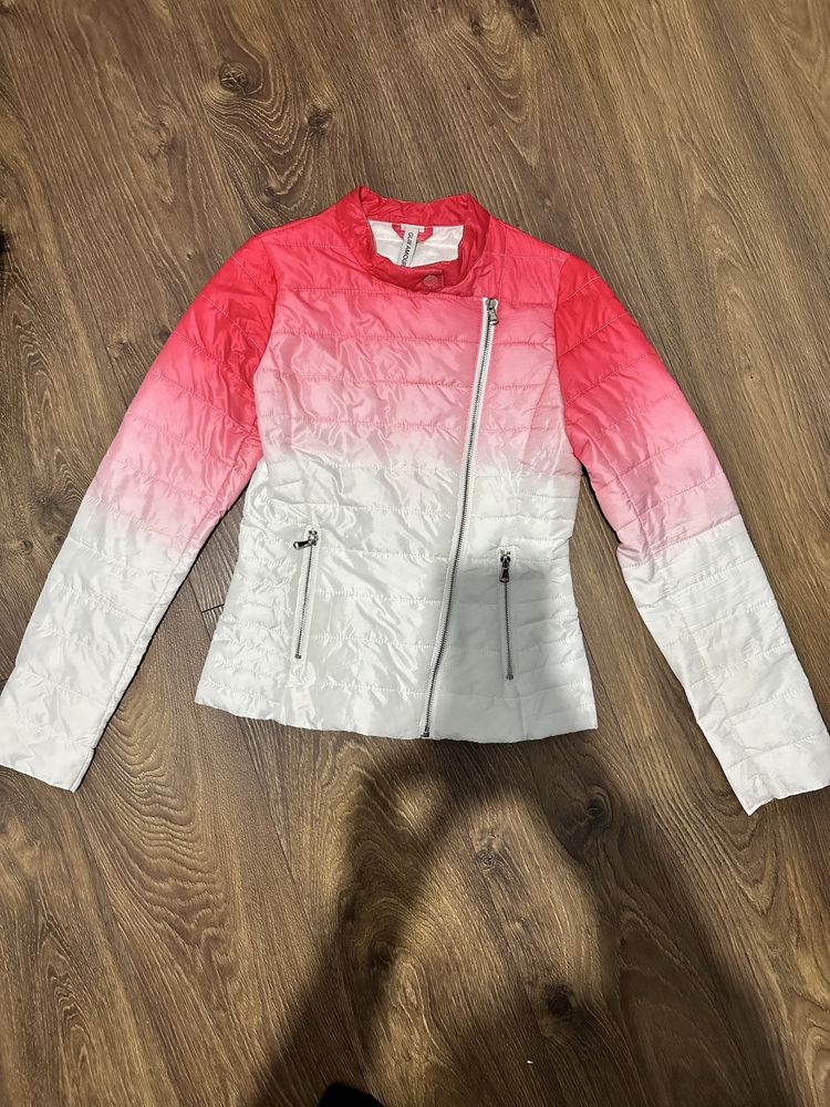 Wiosenna kurtka różowa biała