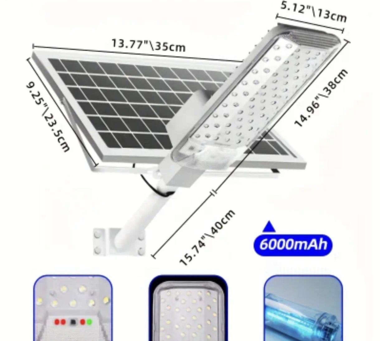Lampa uliczna, ładowana Solarem, Mega mocna, niezależne zasilanie
